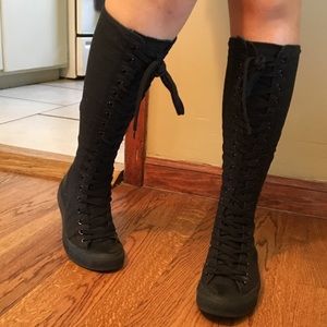 Black All Star Converse Knee Boots